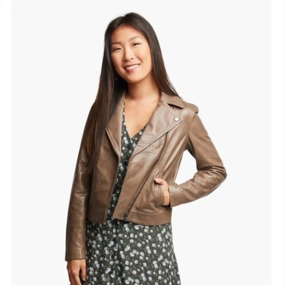 NEW NWT ABLE Maha Leather Jacket in Slate